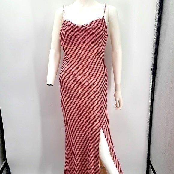knee length dresses for ladies Elegant Black Strap Studded Crystal Detailed Satin Open Back Maxi Dress with Middle Slit M / Black